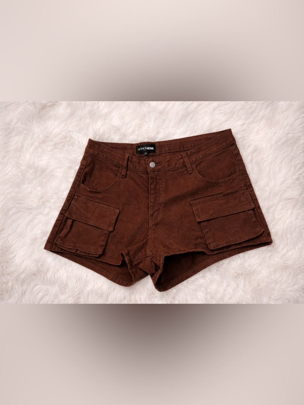 Brown denim cargo Shorts - fashion nova